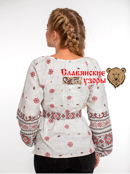 Блуза хлопковая Добромира (орнамент по груди)