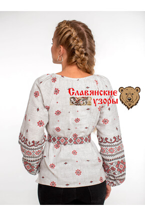Блуза хлопковая Добромира (орнамент по груди)