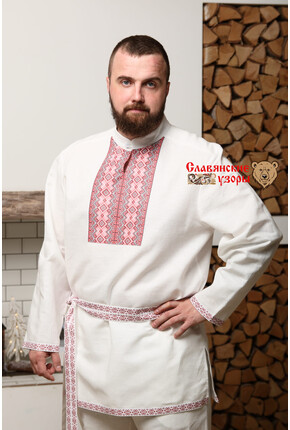 Рубаха мужская традиционная Белый медведь с воротником