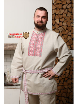 Рубаха мужская традиционная Белый медведь небеленая