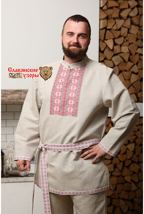 Рубаха мужская традиционная Белый медведь небеленая