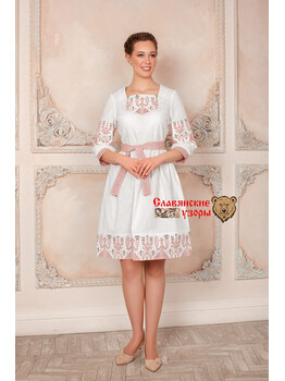Платье в русском стиле Зов Макоши белое