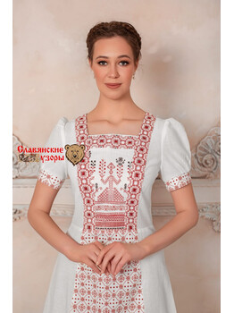 Платье в русском стиле Огневица белое
