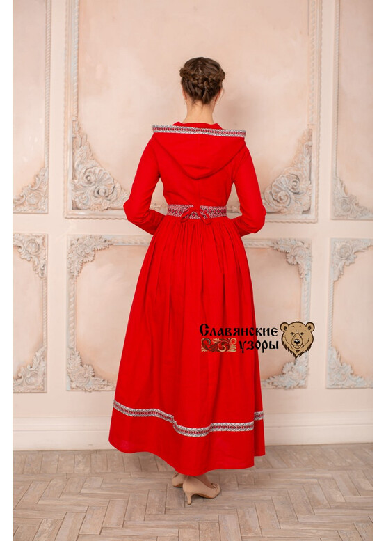 Платье с капюшоном Горожанка красное 
