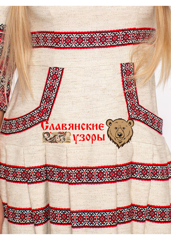Платье в пол славянское Ладога красное