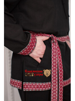 Рубаха мужская традиционная с капюшоном Радомир черная