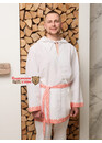 Рубаха мужская традиционная с капюшоном Радомир белая