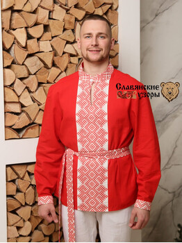 Рубаха мужская традиционная Ясный Сокол красная
