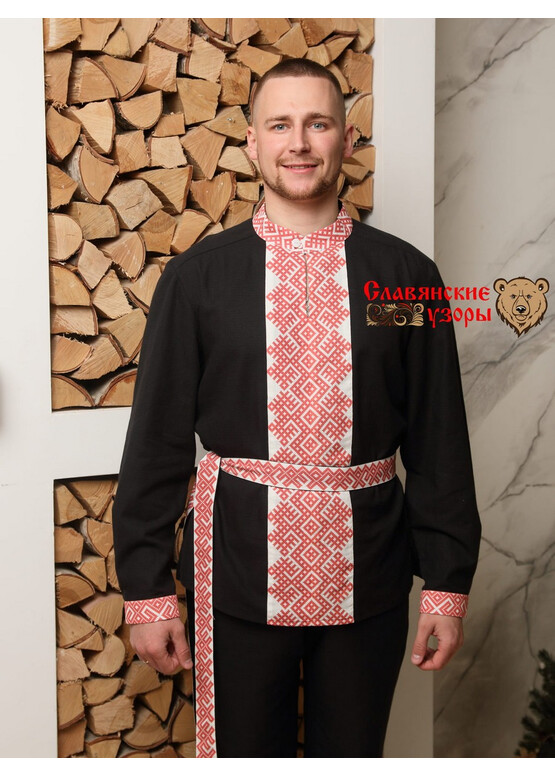 Рубаха мужская традиционная Ясный Сокол черная