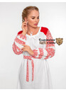 Платье славянское Белые росы с красным